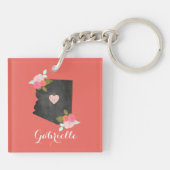 Aqua Monogram Arizona Staat Moveable Heart City Schlüsselanhänger (Rückseite)