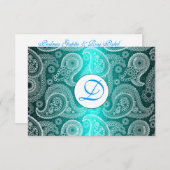 Aqua Monogram Lace India Wedding Invitation UAWG RSVP Karte (Vorne/Hinten)