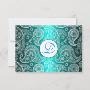 Aqua Monogram Lace India Wedding Invitation UAWG RSVP Karte