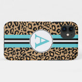Aqua Monogram Leopard iPhone 5 Case-Mate Hülle (Rückseite (Horizontal))