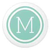 Aqua Monogram Personalisiert Drawer Knob Keramikknauf (Vorderseite)