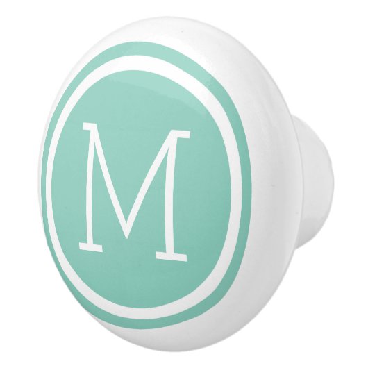 Aqua Monogram Personalisiert Drawer Knob Keramikknauf (Rechts)
