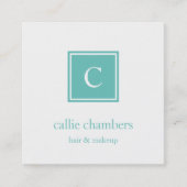 Aqua Monogram Quadratische Visitenkarte (Vorderseite)