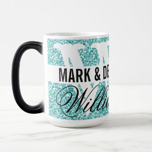 Aqua Monogram schimmern Verwandlungstasse
