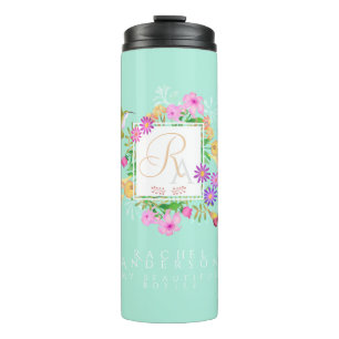 Aqua Monogram Thermosbecher