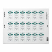 Aqua-Monogramm-Adressenaufkleber Adressaufkleber (Vorne)