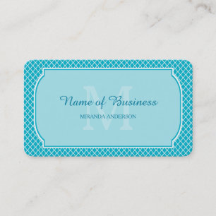 Aqua-Monogramm-Gitter-Rand Visitenkarte
