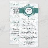 Aqua-Monogramm-Hochzeitsprogramm Programm (Vorne/Hinten)