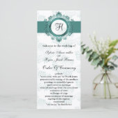 Aqua-Monogramm-Hochzeitsprogramm Programm (Stehend Vorderseite)