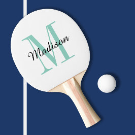 Aqua Monogramm und Name Personalisiert Tischtennis Schläger