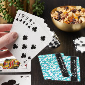 Aqua Monogrammed Elements Print Spielkarten (In Situ)