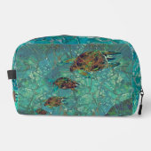 Aqua Mosaic Lg Zippered_Bag Turtles Indigenosis Waschbeutel (Vorderseite)