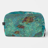 Aqua Mosaic Lg Zippered_Bag Turtles Indigenosis Waschbeutel (Vorderseite)