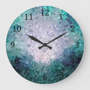Aqua-Mosaik-Digital-Kunst des Entwurfs-15 blaue Große Wanduhr