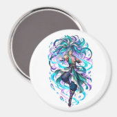 Aqua-Mystik-Krieger-Fantasy-Magnet Magnet (Vorderseite/Rückseite)