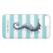 Aqua Nautical Seepferd personalisiert Case-Mate iPhone Hülle (Rückseite (Horizontal))