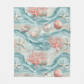 Aqua-Nautik-Seestern-Muschel-Muster Fleecedecke (Vorderseite)