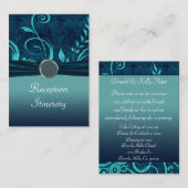 Aqua & Navy Blue Velvet Wedding Swirl Begleitkarte (Vorne/Hinten)