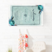 Aqua & Navy Blue Watercolor Blumenzwiebeln Willkom Banner (Insitu)