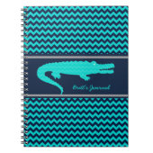 Aqua/Navy Gator auf Zickzack Personalisiertem Note Notizblock (Vorderseite)