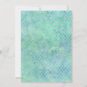 Aqua Navy Gold Meerjungenskales & Stipe Baby Dusch Einladung (Rückseite)