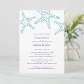 Aqua & Navy Starfish Probe Abendessen Einladung (Stehend Vorderseite)