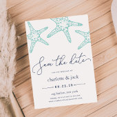 Aqua & Navy Starfish Save the Date Karte