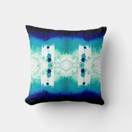 Aqua Navy Weißes Mittelmeer Symmetrisches Mosaik Kissen