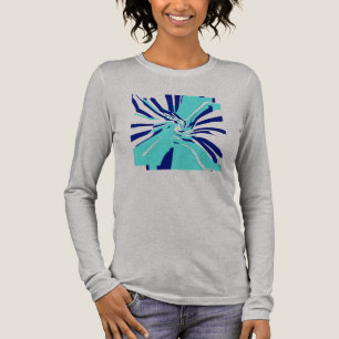 Aqua Navy Wirbelnde Abstrakte Florale Retro-Pop-Ar Tri-Blend Shirt