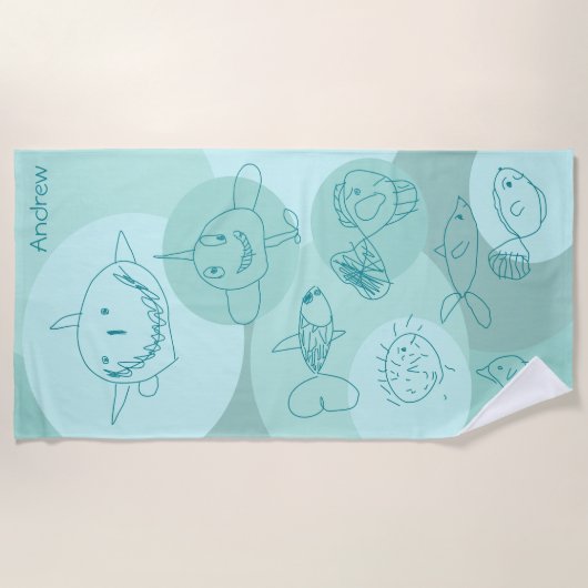 Aqua Niedlich Fish Strandtuch (Vorderseite)