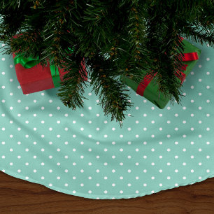 Aqua Niedlich Polka Dots Fleece Weihnachtsbaumdecke