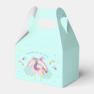 Aqua  Niedliches Regenbogen Unicorn Personalisiert Geschenkschachtel