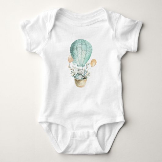 Aqua Oaster Bunny in Hot Air Ballon Baby Strampler (Vorderseite)