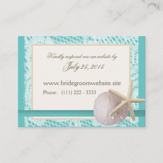 Aqua Ocean and Lace Small Insert Card (Vorderseite)