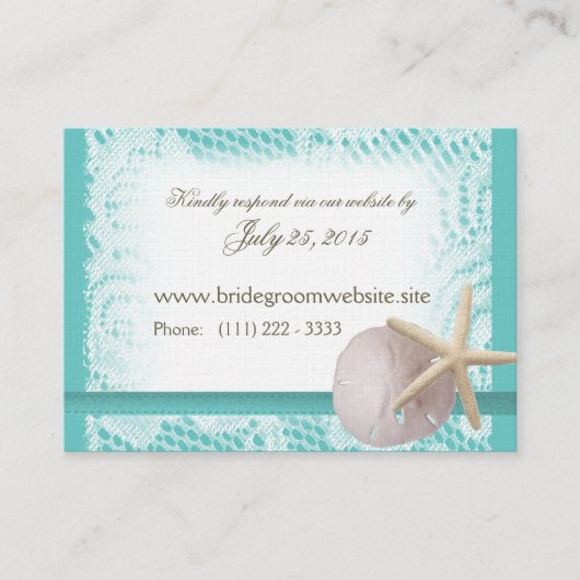 Aqua Ocean and Lace Small Insert Card (Vorderseite)