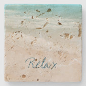 Aqua Ocean Beach Vibes  Steinuntersetzer (Vorderseite)