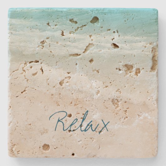 Aqua Ocean Beach Vibes  Steinuntersetzer (Vorderseite)