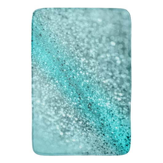 Aqua Ocean Bokeh Glitzer #1 (Imitate Glitzer) #dec Badematte (Vorderseite Vertikal)