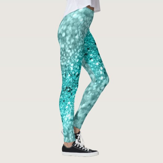 Aqua Ocean Bokeh Glitzer #1 (Imitate Glitzer) #dec Leggings (Rechts)