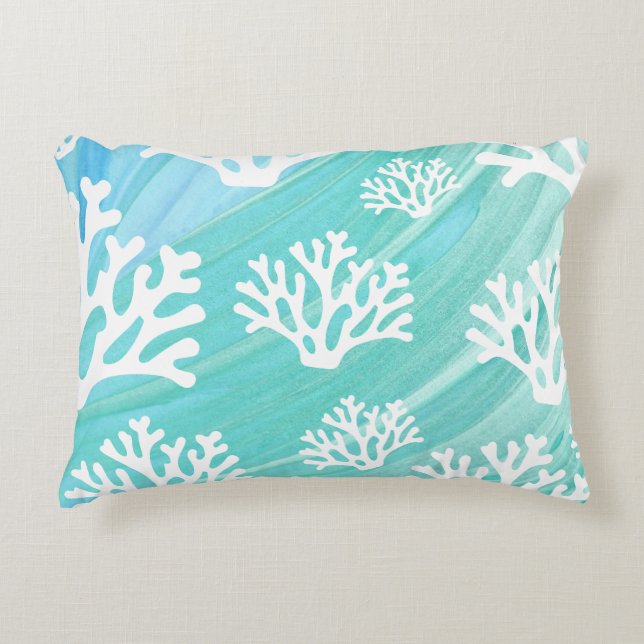 Aqua Ocean Coral Meereswelt Dekokissen (Vorderseite)