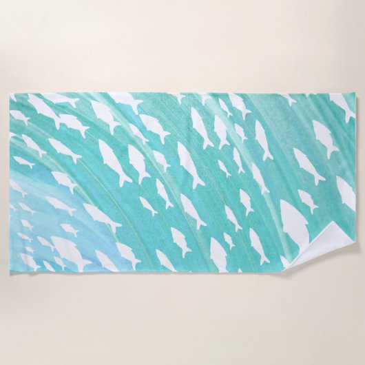Aqua Ocean Fish Beachy Muster Strandtuch (Vorderseite)