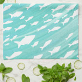 Aqua Ocean Fish Nautical Geschirrtuch (Gefaltet)