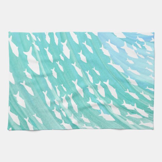 Aqua Ocean Fish Nautical Geschirrtuch (Horizontal)