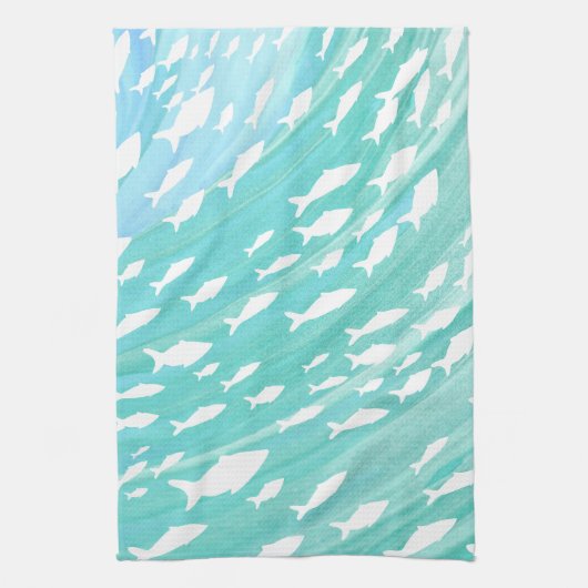 Aqua Ocean Fish Nautical Geschirrtuch (Vertikal)