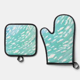 Aqua Ocean Fish Nautical Ofenhandschuh & Topflappen-Set