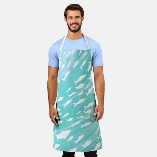 Aqua Ocean Fish Nautical Schürze (Getragen)