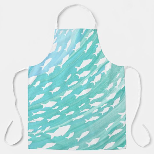 Aqua Ocean Fish Nautical Schürze (Vorderseite)