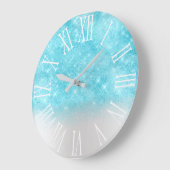 Aqua Ocean Glitzer Effekt Weißer Park Girl Geschen Große Wanduhr (Winkel)