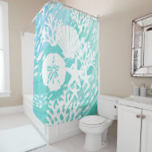 Aqua Ocean Seashells Fisch Coral Duschvorhang (Beispiel)