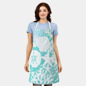 Aqua Ocean Seashells Fisch Coral Schürze (Getragen)